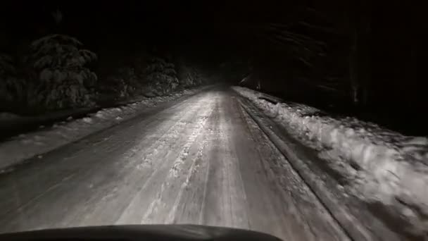 Karda Dağ Yolu Geceleri Kaplı — Stok video