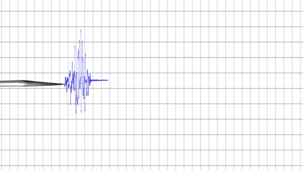 青のインクで矢印を描画地震計のトップ ビュー — ストック動画