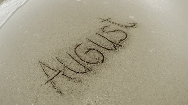 Мягкие Волны Прибывающие Тропический Пляж Мыть Августовское Сообщение Песке — стоковое видео