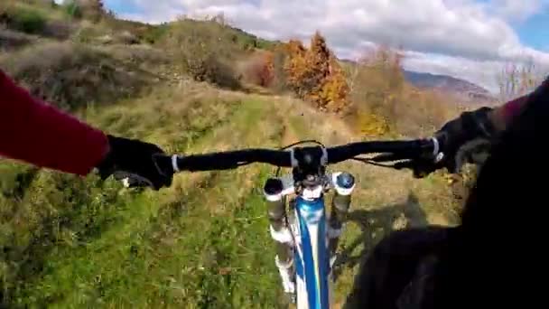 Widok Góry Jazda Rowerze Jesień — Wideo stockowe