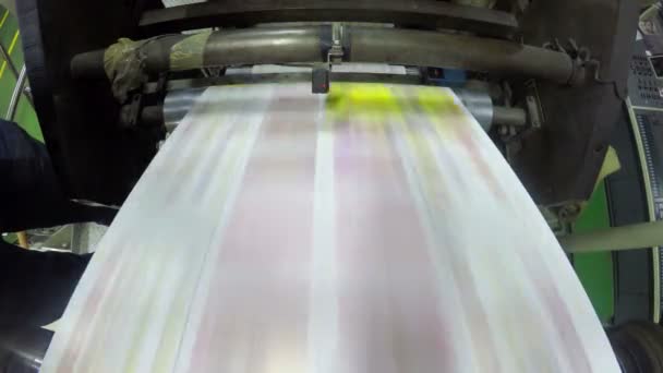 Newspapers Print Line Factory Printing Mechanism Rolling Freshly Typed Papers — Stock Video