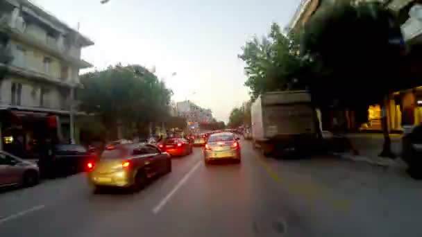 塞萨洛尼基 2011年10月14日 高速行驶的汽车在街上的时间失效 — 图库视频影像