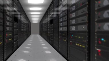Raf tipi sunucular veri merkezindeki Hd hisse senedi atış kaydırma video animasyon