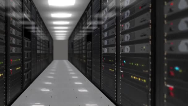 Animazione Server Rack Nel Data Center Stock Video Panning Shot — Video Stock