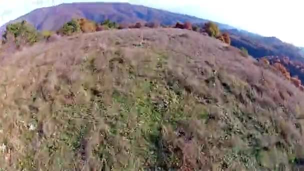 View Mountain Riding Bike Autumn — Stock Video