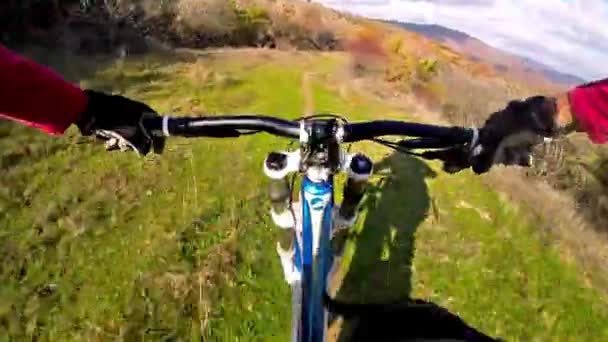 Macedonia Skopje December 2016 Extreme Mountain Bike Riding Autumn — Stock Video