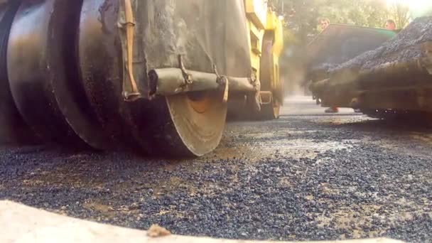 Road Constructing Road Roller — Stok Video