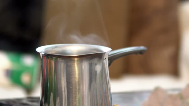 Close Steam Cooking Pot — Stock Video