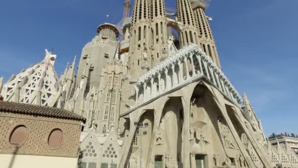 Sagrada Familia Cathedral Designed Antoni Gaudi Barcelona Spain — стоковое видео