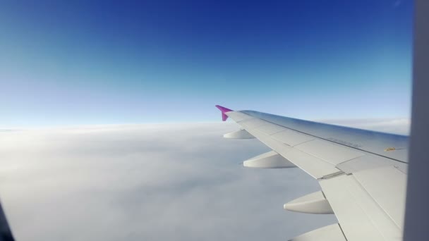 Punto Vista Del Ala Las Nubes Desde Avión Pasajeros Ventana — Vídeos de Stock