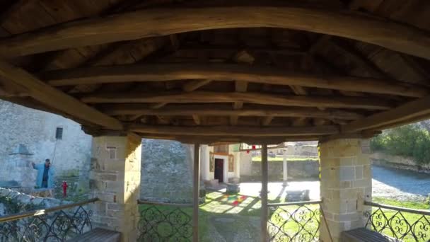 Teil Des Klosterkomplexes Auf Dem Heiligen Berg Athos Griechenland — Stockvideo