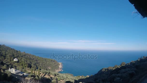 Výhled Moře Hory Athos — Stock video