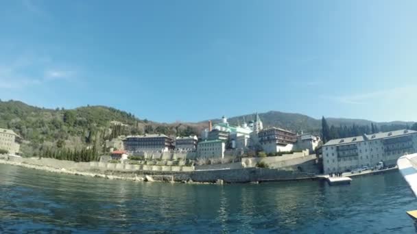 Veduta Del Monastero Ortodosso San Pantaleone Vicino Monte Athos — Video Stock