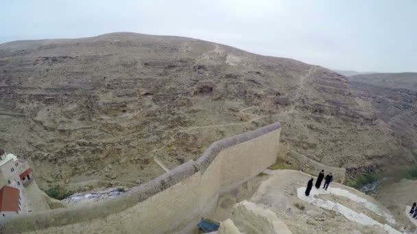 Uitzicht Vallei Van Rivier Vanaf Terras Van Klooster Achtergrond Van — Stockvideo