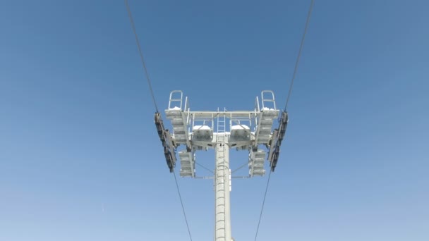 Teleférico Contra Cielo Azul Bansko Bulgaria — Vídeos de Stock