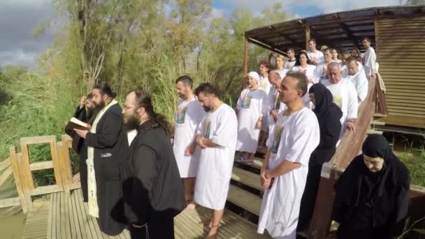 Ceremony Christening River Israel — Stock Video