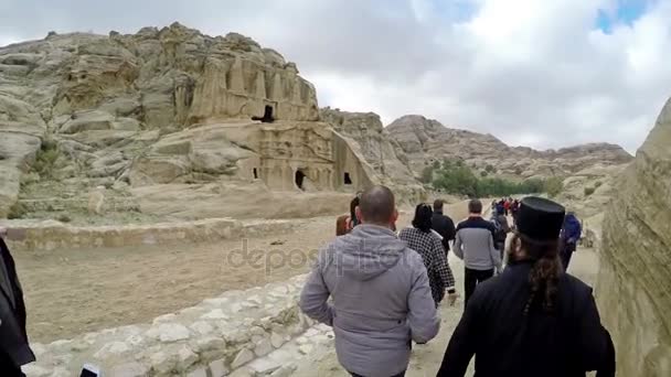 Ősi Város Petra Jordánia Unesco Világörökség Része Turista Útvonal Mentén — Stock videók