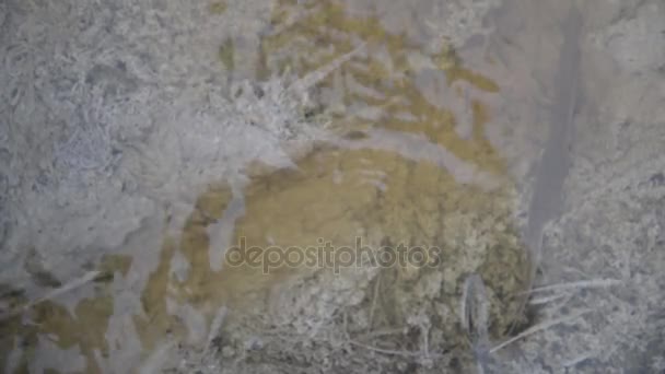 Sedimenti Zolfo Una Sorgente Sulfurea — Video Stock