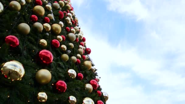 Decorated Christmas Tree Blue Sky — Stock Video