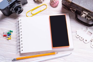 Planlama seyahat, kağıt defter ve aksesuarları