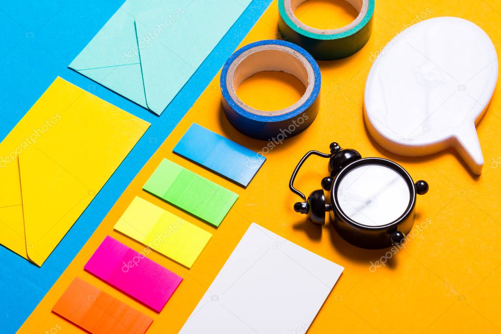 Stationary tools on colorful background — Stock Photo © Yumis 182236124