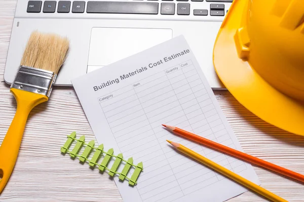 Building materials cost Estimate on builder desk