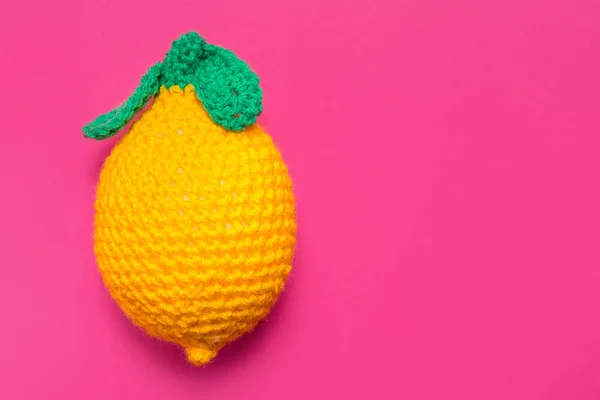 Hand made knitted lemon