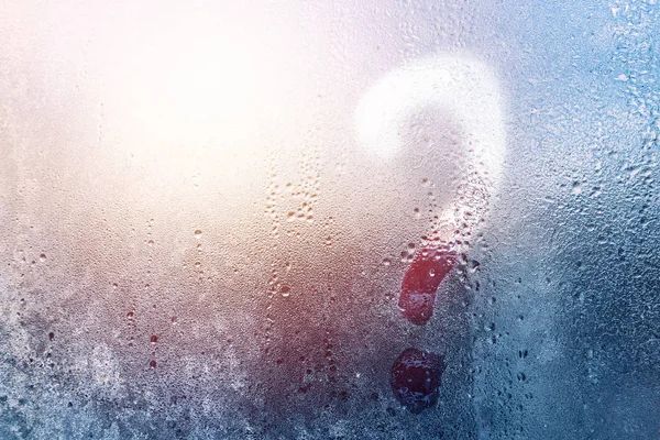 Abstracte venster Icy Frost patronen met vraagteken — Stockfoto