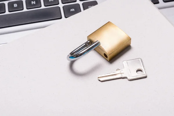 Padlock with key, data Protection concept