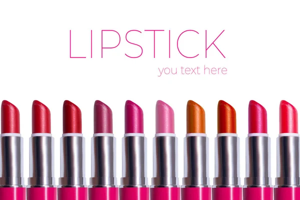 Set von Beauty-Tools, Nagellack, Lippenstift, Kopierraum — Stockfoto