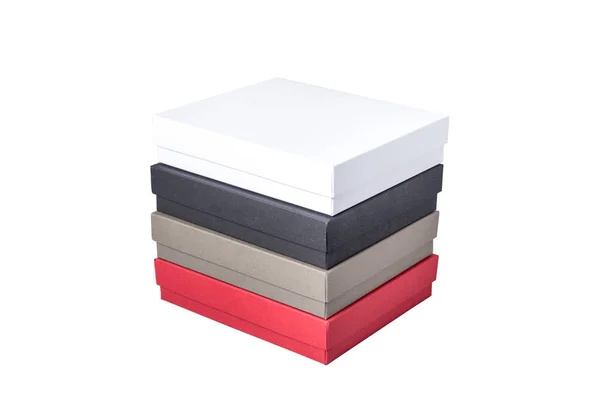 Sada různých barev kartónové dárkové krabice — Stock fotografie