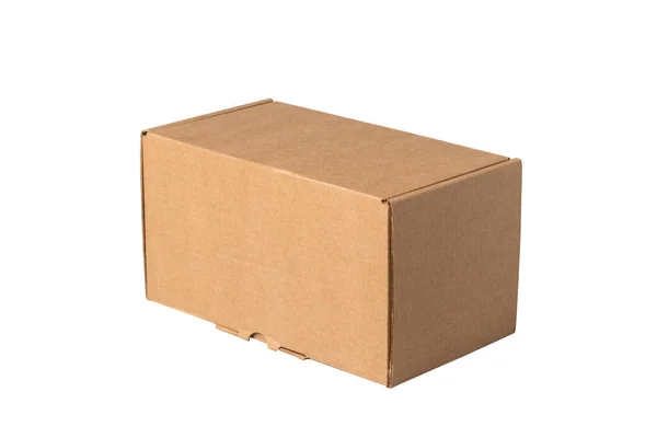 Brown carton gift box with cover, isolated — Stock Photo, Image