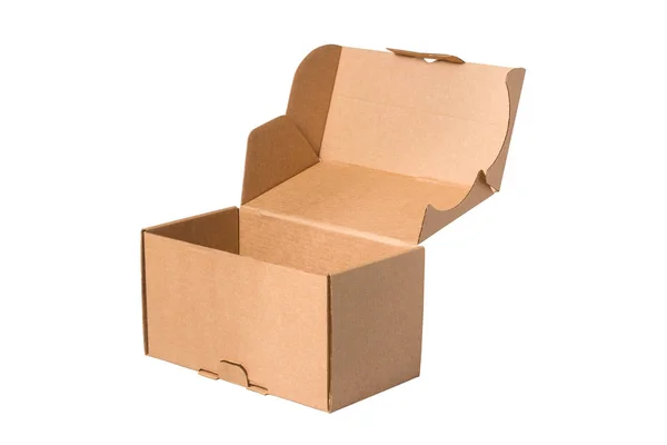 Brown carton gift box with cover, isolated — Stock Photo, Image