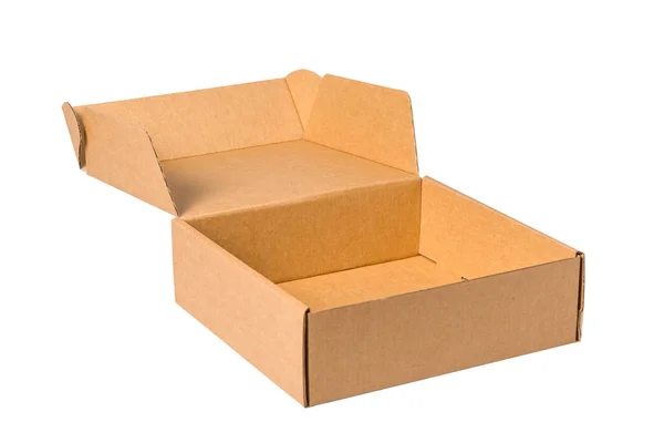 Белый картонный подарочный ящик с крышкой, изолированный — стоковое фото
