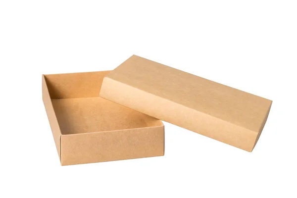 Caja de regalo de cartón marrón con tapa, aislada — Foto de Stock