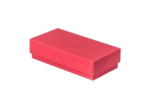 Red carton gift box with cover, isolated — 스톡 사진