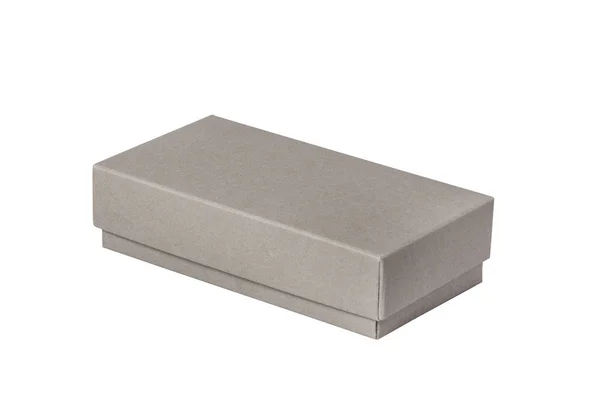 Серый коробка подарка коробка с крышкой, изолированные — стоковое фото