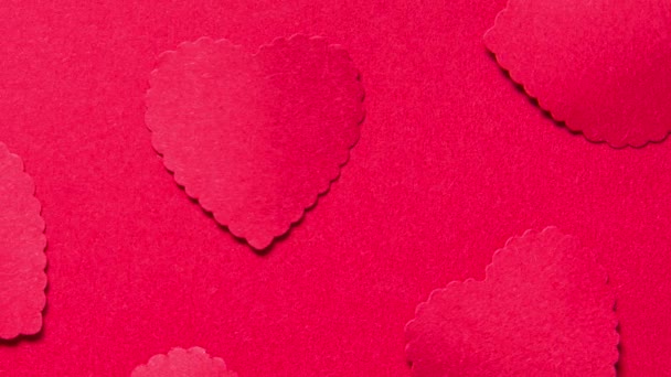 Papel Rojo Corazones Cortados Patrón Animado Gráfico Movimiento — Vídeos de Stock