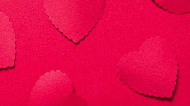 Papel Rojo Corazones Cortados Patrón Animado Gráfico Movimiento — Vídeos de Stock