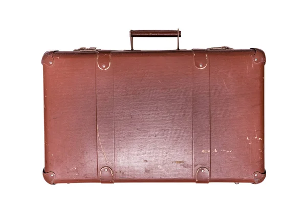 Vintage, valise en carton brun antique, isolée — Photo