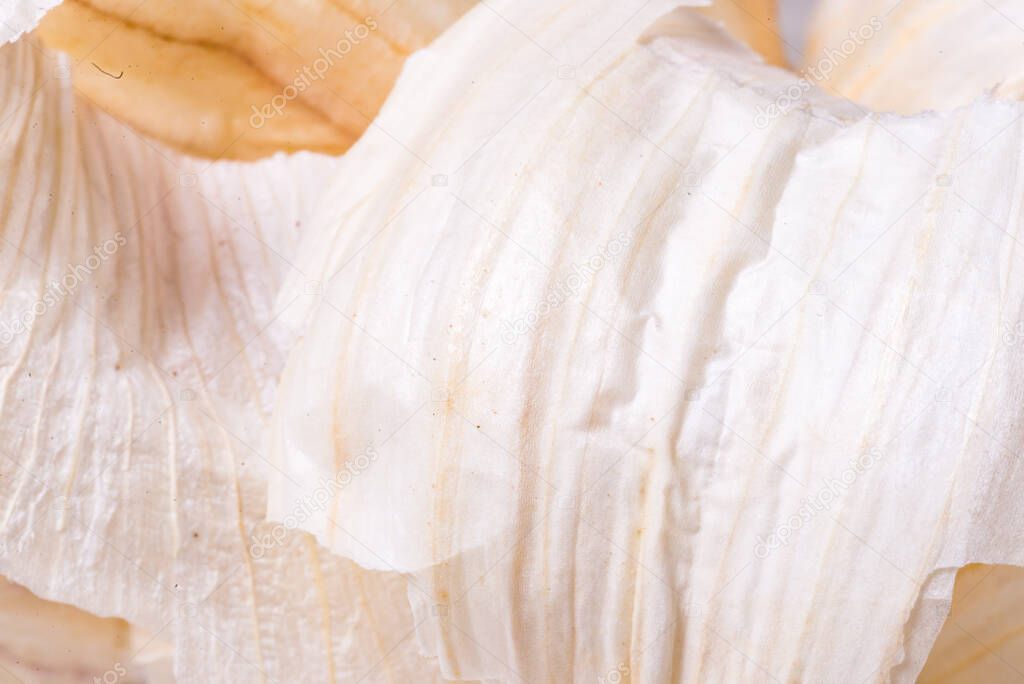 Close up, garlic husk textured background