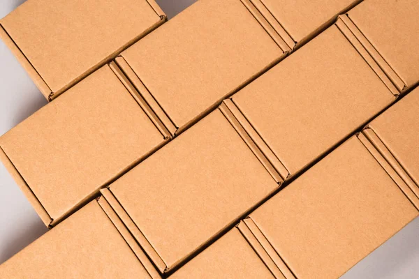 Conjunto Cajas Cartón Marrón Texturizado Fondo — Foto de Stock