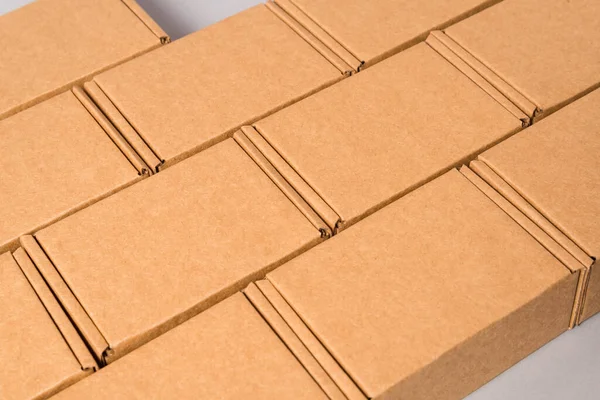 Conjunto Cajas Cartón Marrón Texturizado Fondo — Foto de Stock