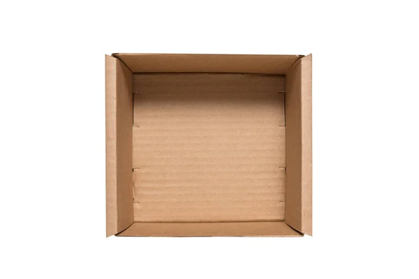 Caja Cartón Marrón Maqueta Aislado Superior Interior — Foto de Stock