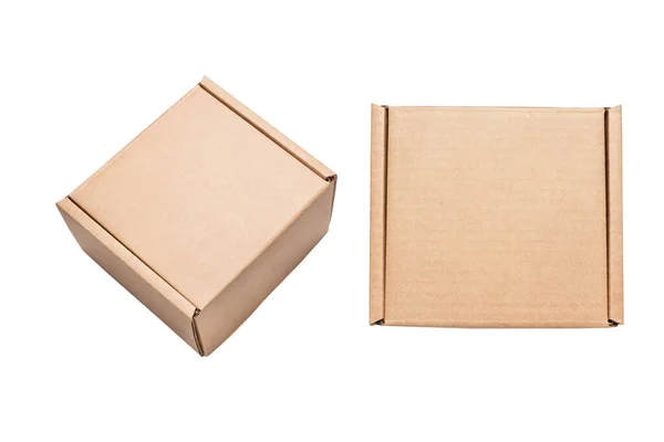 Caja Cartón Marrón Maqueta Aislado —  Fotos de Stock