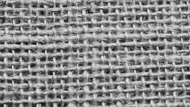 Grå Säckväv Textil Strukturerad Bakgrund — Stockvideo