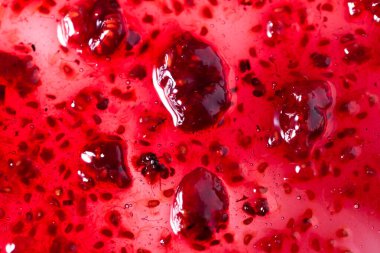 Kırmızı ahududu reçeli desenli arkaplan, kopyalama alanı 