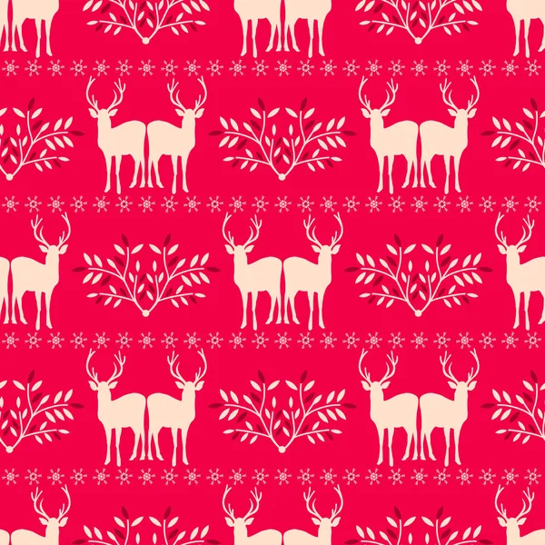 Vánoční vzor bezešvé s jeleny. — Stockový vektor