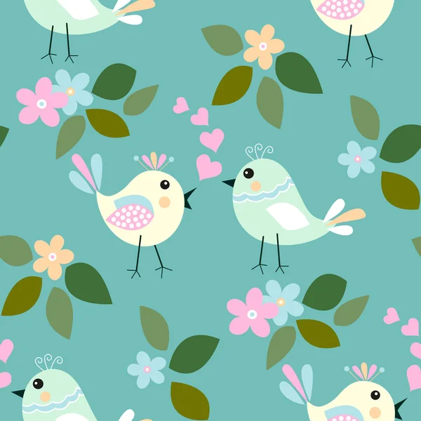 Cute birds seamless pattern — Stock Vector