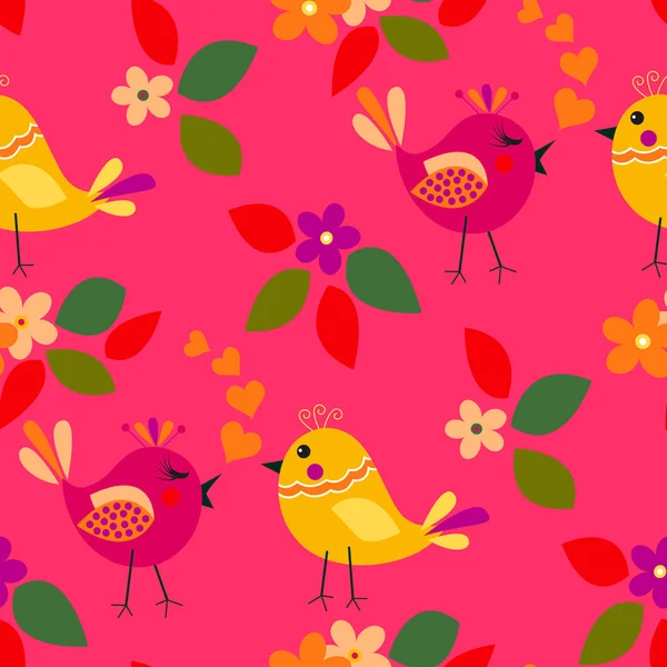 Cute vogels naadloze patroon — Stockvector